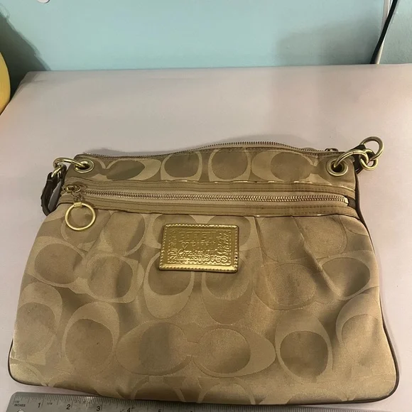 Coach Gold Poppy Signature Fabric Hobo Shoulder Bag - Picture 6 of 8